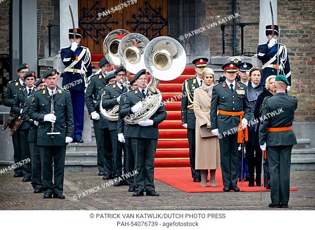 King Willem-Alexander and Queen Maxima of The Netherlands attend the ceremony of the Military Willems-Orde to Majoor Gijs Tuinman at the Binnenhof square in The...