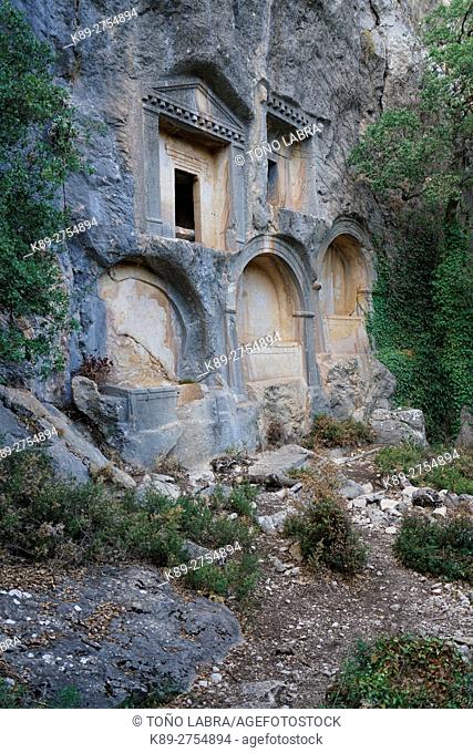 Rock Tombs of Termessos. The unexcavated Pisidian city. Ancient Greece. Asia Minor. Turkey