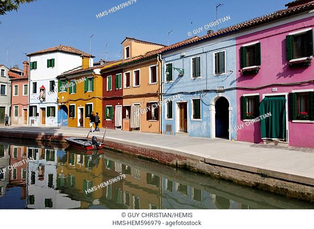Italy, Venetia, Venice, listed as World Heritage by UNESCO, Burano painted houses