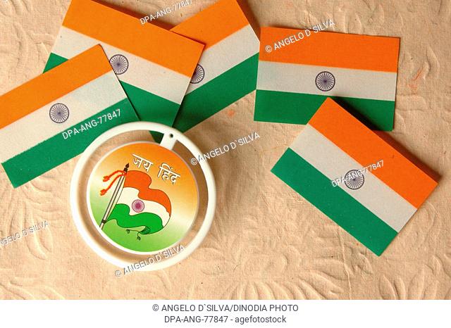 Badge printed with Indian Flag Jai Hind Tiranga India Flag Printed on Paper