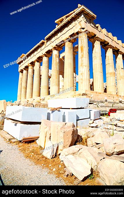 in greece  the old architecture  and historical place parthenon     athens