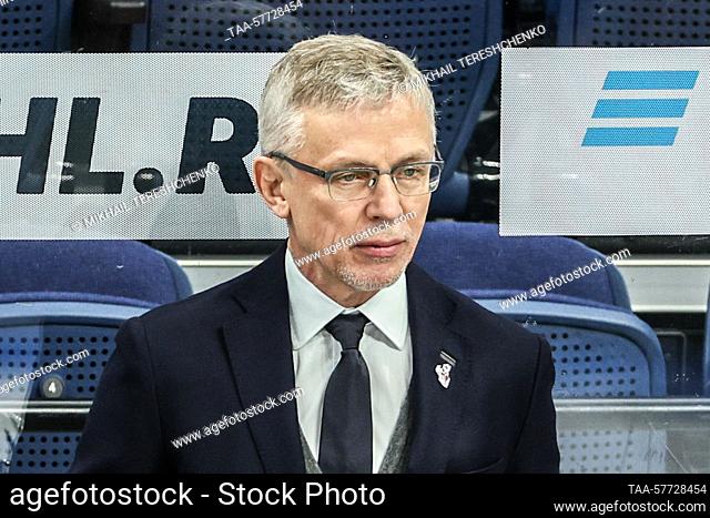 RUSSIA, MOSCOW - MARCH 6, 2023: Torpedo Nizhny Novgorod head coach Igor Larionov attends Leg 3 of his team's 2022/23 KHL Western Conference quarterfinal playoff...