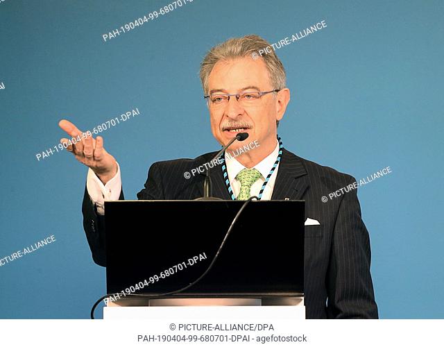 04 April 2019, Berlin: Dieter Kempf, President of the Federation of German Industries (BDI), will participate in the BDI Climate Congress 2019 at the...