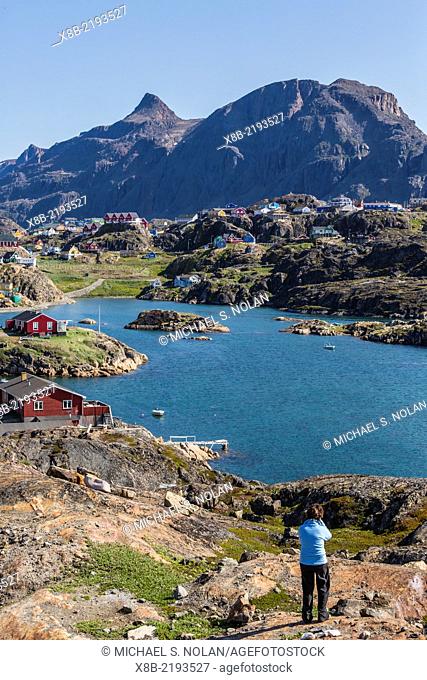 Guests from the Lindblad Expeditions ship National Geographic Explorer at Sisimiut, western Greenland
