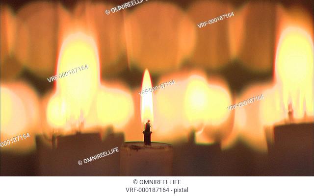 Close up of candles and flames