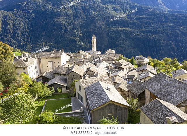 Alpine village of Soglio, Bregaglia Valley, Maloja Region, Canton of Graubunden, Switzerland