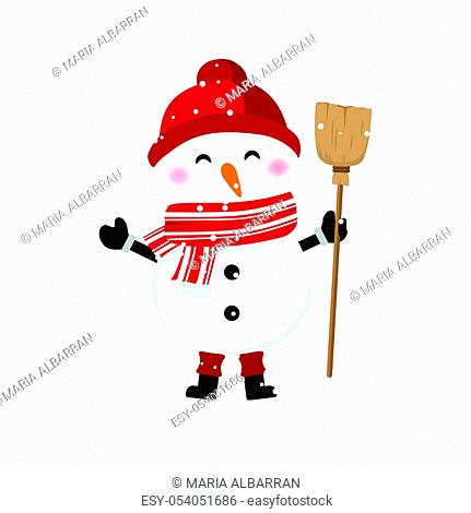Isolated boy dressed as a snowman. Christmas vector illustration