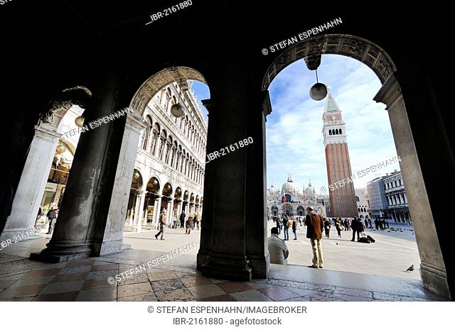 St. Mark's Square, Procuratoria of St. Mark's Basilica, St. Mark's Campanile, Venice, Veneto, Italy, Europe