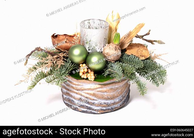 Table decoration Christmas Advent isolated on a white background