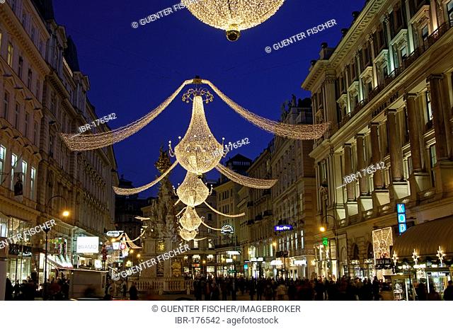 Shopping area Graben at Christmas time, Vienna, Austria