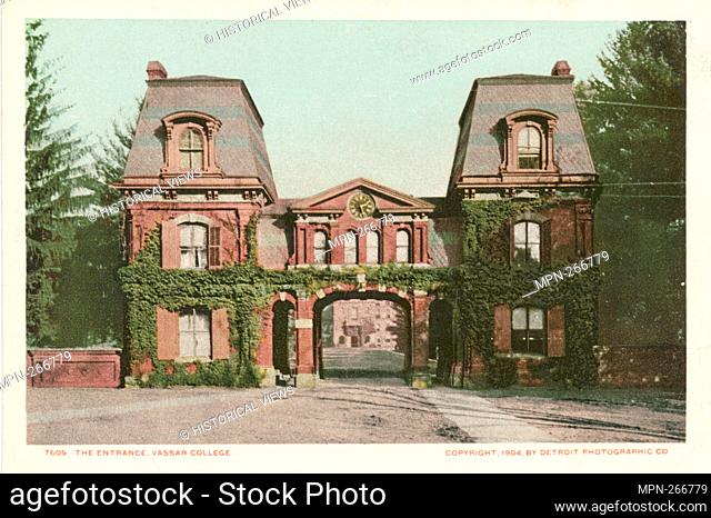 Entrance, Vassar College, Poughkeepsie, N.Y. Detroit Publishing Company postcards 7000 Series. Date Issued: 1898 - 1931 Place: Detroit Publisher: Detroit...