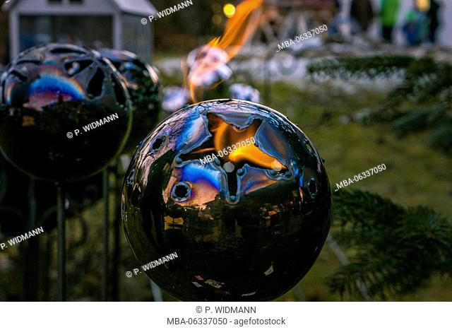 iron ball, burning party torch, Christmas fair on estate Dietlhofen, Peter Maffay Stiftung, Bavarians, Germany