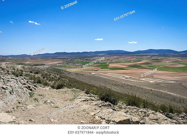 view from the medieval castle of Consuegra in the province of Toledo, Spain