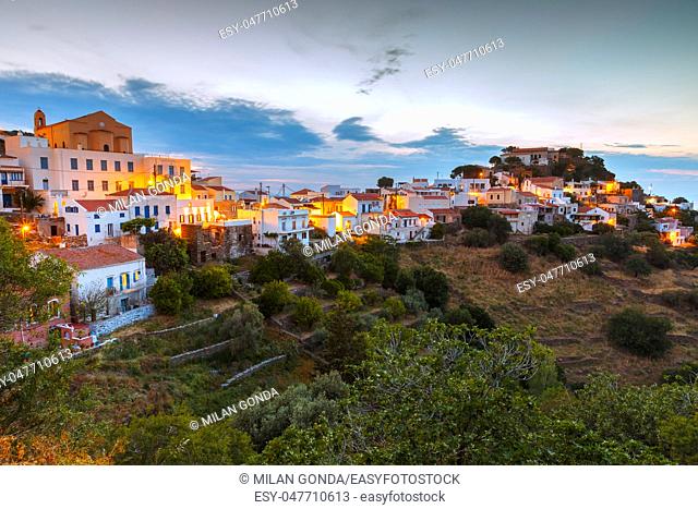 View of Ioulida village on Kea island in Greece.