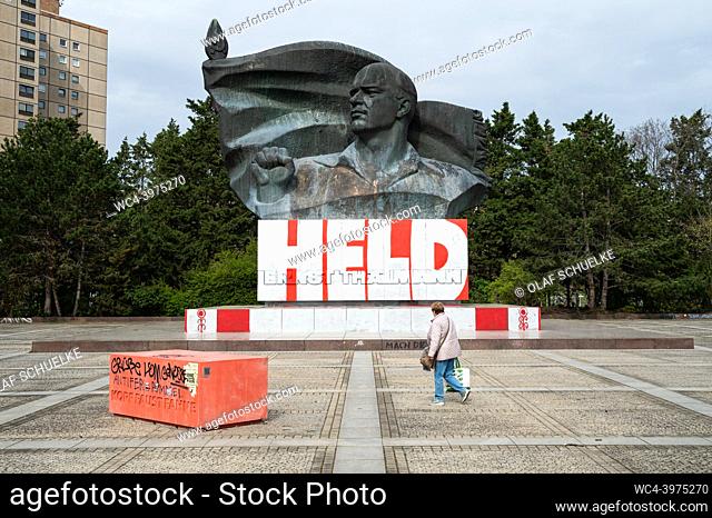 Berlin, Germany, Europe - A colossal bronze bust depicting an effigy of former East German Communist Party (KPD) leader Ernst Thaelmann located at Greifswalder...