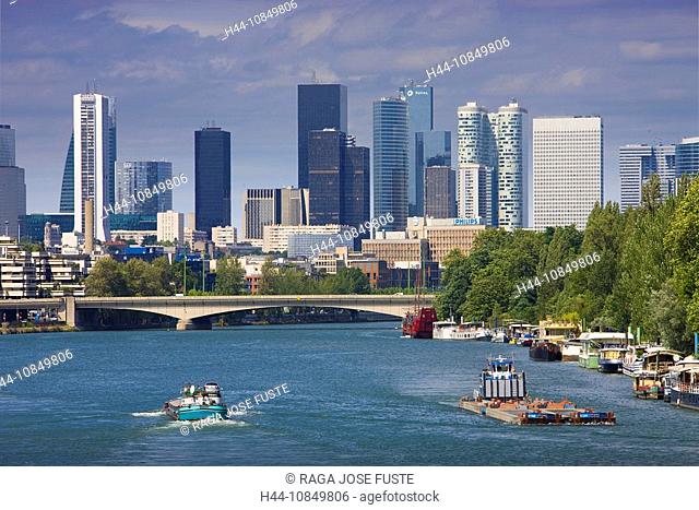 France, Europe, Paris, travel, tourism, City, Seine river, La Defense, Skyline, tourists, Boat, ship, transportation