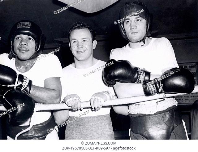 May 03, 1957 - London, England, United Kingdom - YOLANDE POMPEY (L), SAMMY MCCARTHY, and LEW LAZAR are the new rising stars of boxing