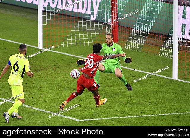 FC Bayern Munich will face Atletico Madrid in the quarter-finals. Archive photo; Kingsley COMAN (FC Bayern Munich) shoots the goal to 4-0, action