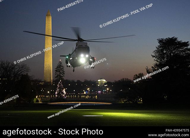 United States President Joe Biden, aboard Marine One, returns to The White House in Washington, DC, after a trip to Milwaukee