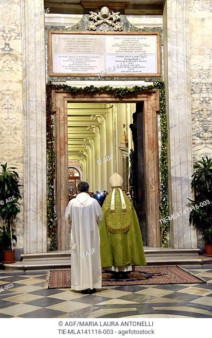 Cardinal Agostino Vallini during ceremony of closing of the Holy Door at Basilica St. John in Laterano, Rome, ITALY-14-11-2016