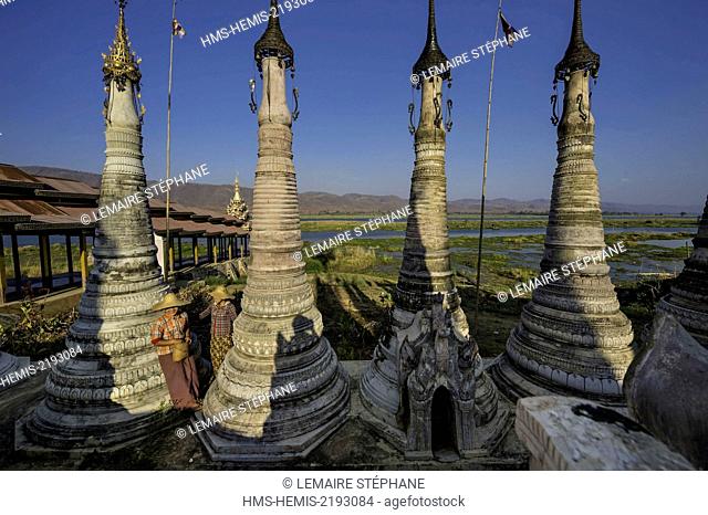 Myanmar (Burma), Shan state, Pao's tribe, Sagar lake, Samkar Inlay, Tharkhaung pagoda