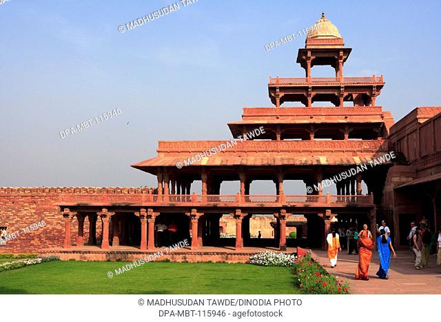 Panch Mahal in Fatehpur Sikri built during second half of 16th century made from red sandstone ; capital of Mughal empire ; Agra; Uttar Pradesh ; India UNESCO...