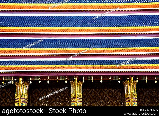 asia bangkok in  temple thailand abstract  cross colors roof   and  colors religion mosaic sunny