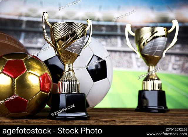 Trophy for champion, sport background