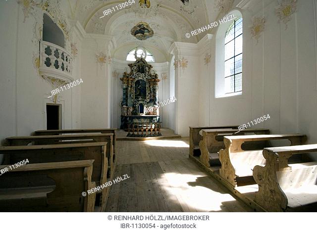 Interior of an alp chapel, Stams alp, Stams, Tyrol, Austria, Europe