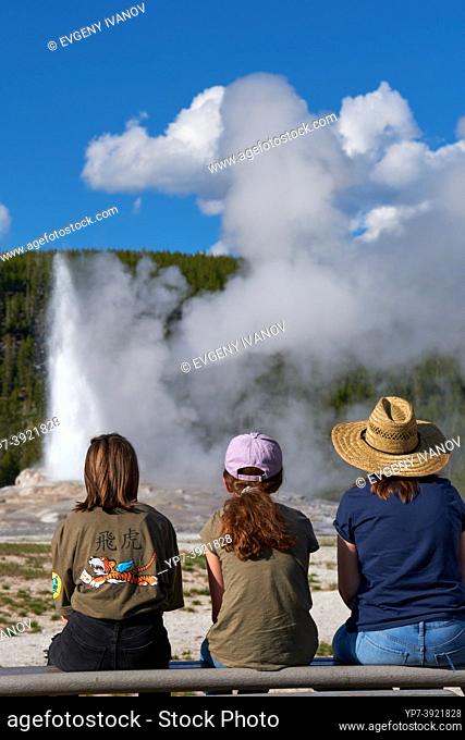 Old Faithful geyser eruption, Yellowstone National Park