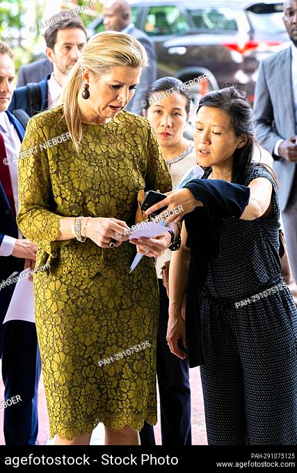 Queen Maxima of The Netherlands arrives at the Ministry of Economy and Finance in Abidjan, on June 14, 2022, to meet Dr. Adama Coulibaly at the last of a 2 days...