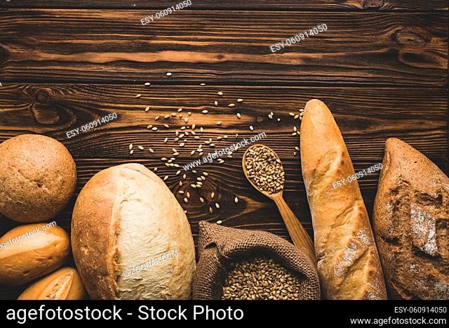 assortment bread loaves wood