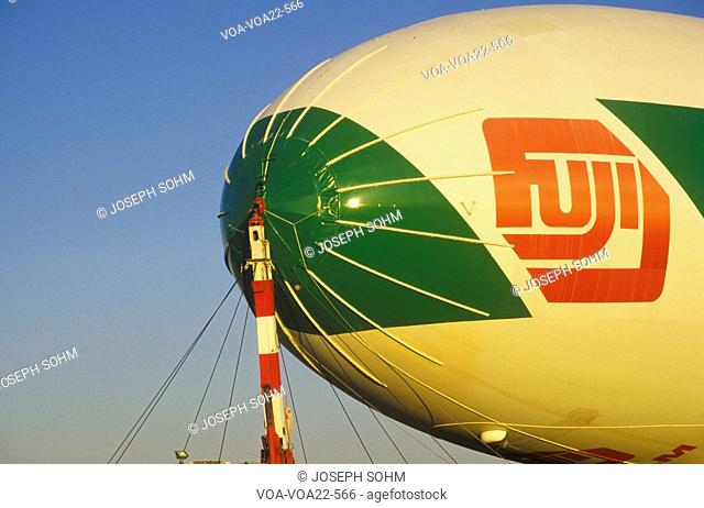The Fuji blimp shipping off at sunrise in New York