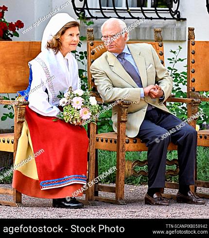 King Carl XVI Gustaf together with Queen Silvia and Crown Princess Victoria presented Bitte Börjesson with the award ""The Ölänning och the Year"" at Solliden...