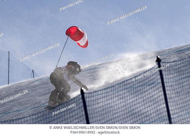Schneesturm, Wind, Wetter, .allgemein, Feature, Randmotiv, .Snowboard - Ladies' SS, Slopestyle Finale, am 12.02.2018, Phoenix Snow Park
