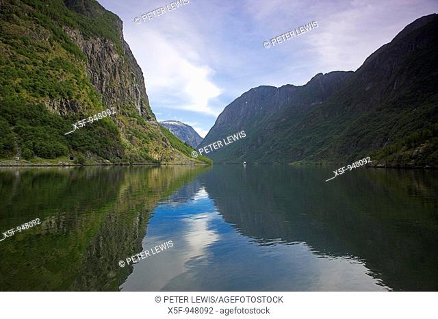 The Naeroyfjord at Gudvangen is perhaps the most spectacular arm of the Sognefjord , it is claimed it is the narrowest fjord in the world