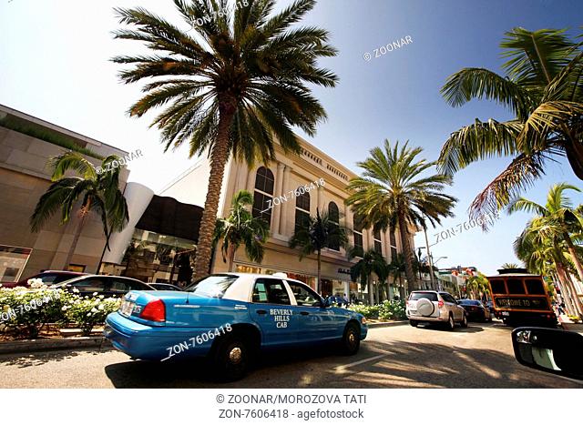 Beverly Hills, California, USA - September 18, 2011: Rodeo Drive in Beverly Hills, USA, during a hot summer day. There are more than 100 world-renowned...