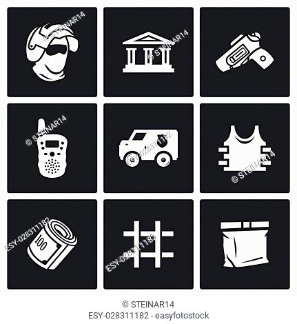 Vector Isolated Flat Icons collection on a black background for design