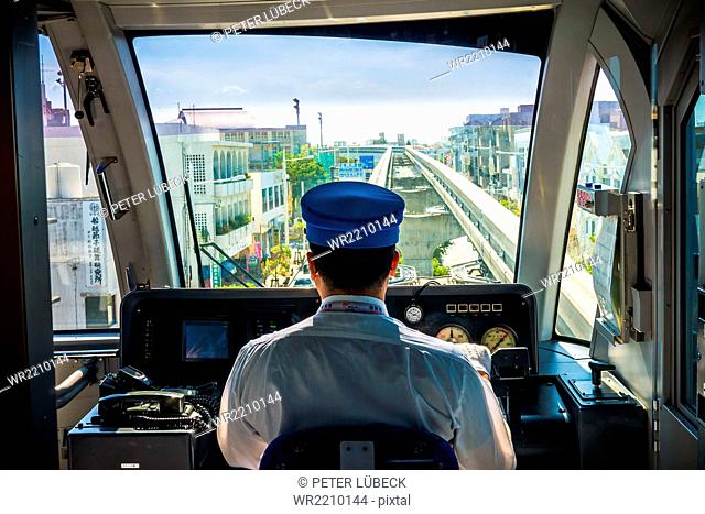 Monorail driver in Naha, the capital of Okinawa, Japan