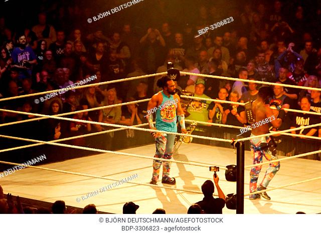Hamburg, Germany - May 16th 2019: The Main Event for the WWE Championship between Kofi Kingston and Kevin Owens
