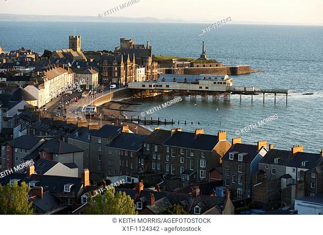 General view of Aberystwyth town, a seaside resort on the west coast of Wales UK