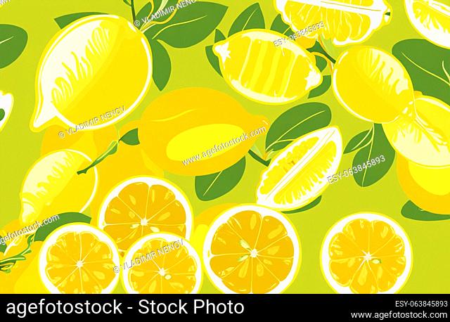 illustrative image of lemon fruit with green leaf. lemon juice, rind, and peel are used in a wide variety of foods and drinks