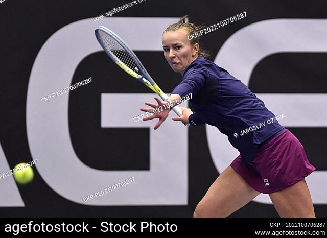 Barbora Krejcikova of Czech Republic in action during the WTA Agel Open 2022 women's tennis tournament match against Alycia Parks of USA, on October 7, 2022