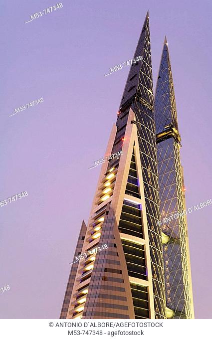 Bahrain World Trade Center, the first skyscraper to integrate wind turbines into its design, Manama, Bahrain