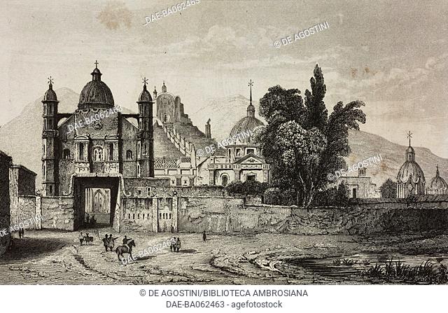 Basilica of Our Lady of Guadalupe, Mexico, engraving by Vormser from Mexique et Guatemala, by De Larenaudiere, Perou, by Lacroix, L'Univers Pittoresque
