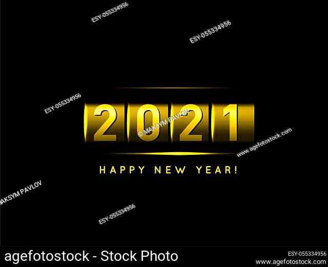 New Year golden counter 2021 vector illustration on black