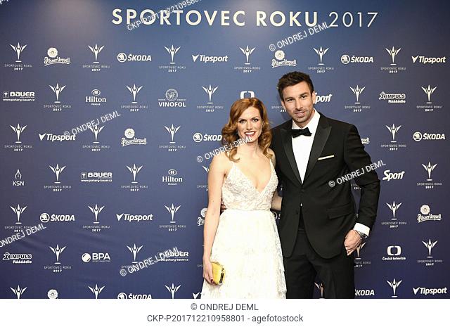 Biathlete Gabriela Koukalova (nee Soukalova), on the photo with her husband Petr Koukal, won the title of the Czech Champion of Sports 2017 in a poll organised...