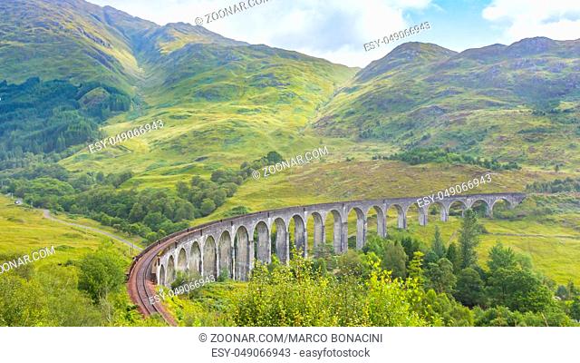Glenfinnan - August 2014 : this railway built on the viaduct is located at Glenfinnan and attracts thousands of visitors which want to see the beautiful view...