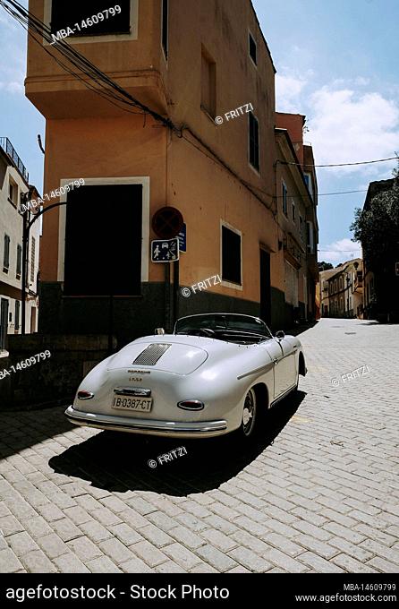 Porsche in a town in Mallorca