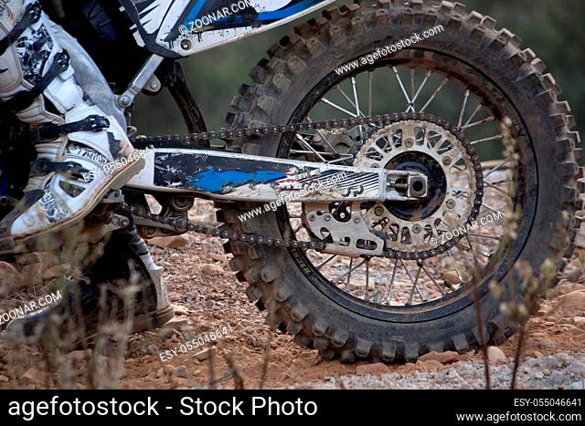 Close view of the details of a motocross rider